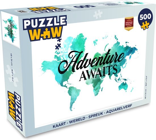 MuchoWow Puzzel Kaart - Wereld - Spreuk - Aquarelverf - Legpuzzel - Puzzel 500 stukjes