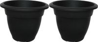 Whitefurze Pot de fleurs extérieur/pot de fleurs/jardinière - 2x - Noir - Plastique - D20 x H16 cm