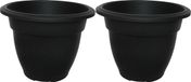 Whitefurze Pot de fleurs extérieur/pot de fleurs/jardinière - 2x - Noir - Plastique - D20 x H16 cm