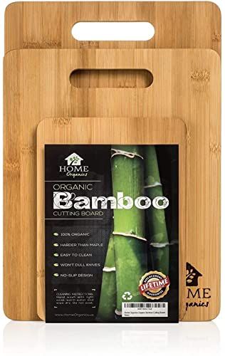 Home Organics Premium Organic Bamboo Snijplank Set van 3 houten snijplanken