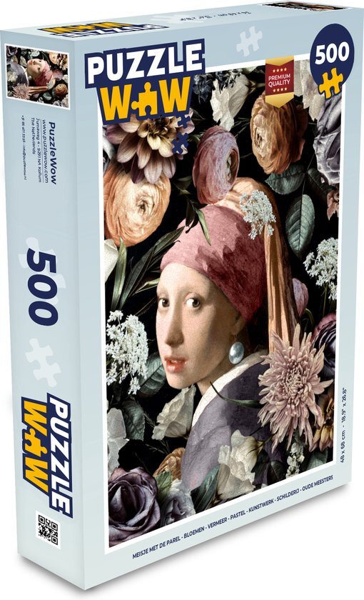 MuchoWow Puzzel Vermeer - Bloemen - Meisje met de parel - Legpuzzel - Puzzel 500 stukjes