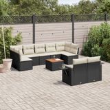 Maison Exclusive - Ensemble de jardin pour le jardin, composé de 10 pièces avec coussins, en polyrotin noir