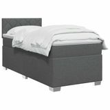 vidaXL Boxspringbed met matras, donkergrijs, 100 x 200 cm, stof