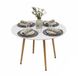 Relaxdays Table de salle à manger ronde - Ø 90 cm - pieds en bambou - blanc-naturel