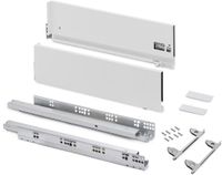 Emuca Buitenste lade Vertex, met 3D-regeling, hoogte 178mm, 60kg, diepte 500mm, Staal, Wit gelakt