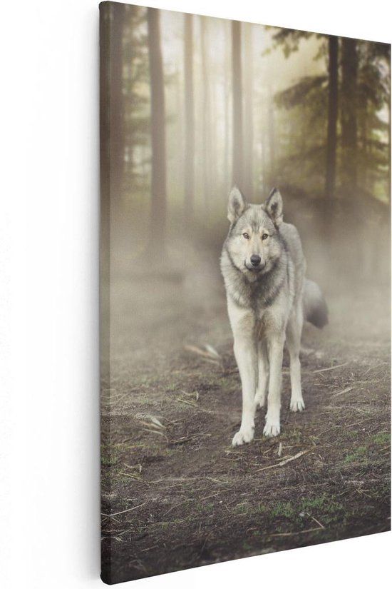 Artaza Canvas Painting Grey Wolf In The Forest - 20x30 - Photo On Canvas - Canvas Print