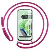 Tumundosmartphone Transparante beschermhoes voor Xiaomi Redmi Note 12 5G met koord, roze fuchsia