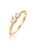 Elli - Ring - Dames Verlovingsring Hart met Zirkonia Kristallen in 925 Sterling Zilver - Goud