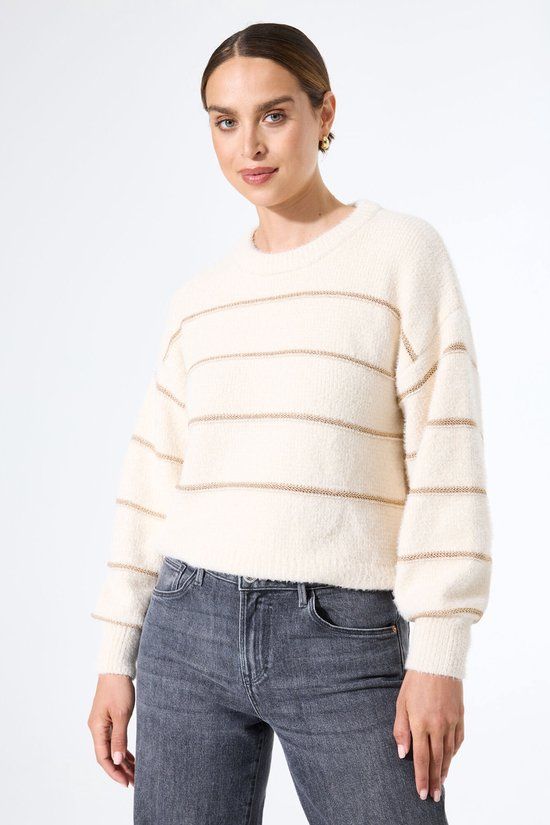 GARCIA Dames Effen Trui Wit Lange mouw M