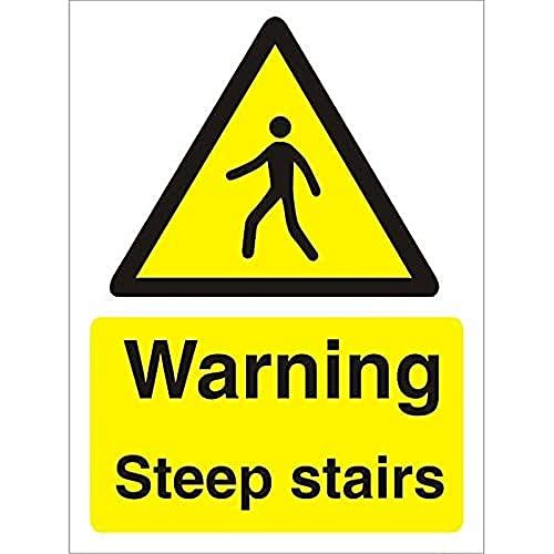 Stewart Superior Seco Warning Steep Stairs Sign, 150x200mm - Semi Rigid Plastic