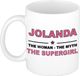 Bellatio Decorations naam cadeau mok - Jolanda - Woman Myth Supergirl - koffiemok - 300 ml - collega - moederdag