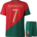 Kingdo B.V. Ronaldo Portugal Voetbaltenue Thuis - Voetbal Tenue Kinderen - Shirt en Broekje - Maat 152