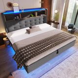 OKWISH Gestoffeerd Bed 180 x 200 cm - Grijs