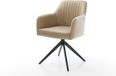 DELIFE Chaise de salle à manger Greg-Flex cadre croisé large microvelours noir beige vintage pivotant à 360° fonction bascule noyau à ressorts ensachés