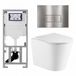 QeramiQ Dely Toiletset - 36.3x51.7cm - diepspoel - rimless - Geberit UP320 inbouwreservoir - met Burda frame - softclose toiletzitting - steel bedieningsplaat - rechtehoekige knoppen - glans Blanc