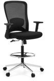 hjh OFFICE Werkstoel / barkruk TOP WORK 44 Zitting stof / rugleuning gaas zwart