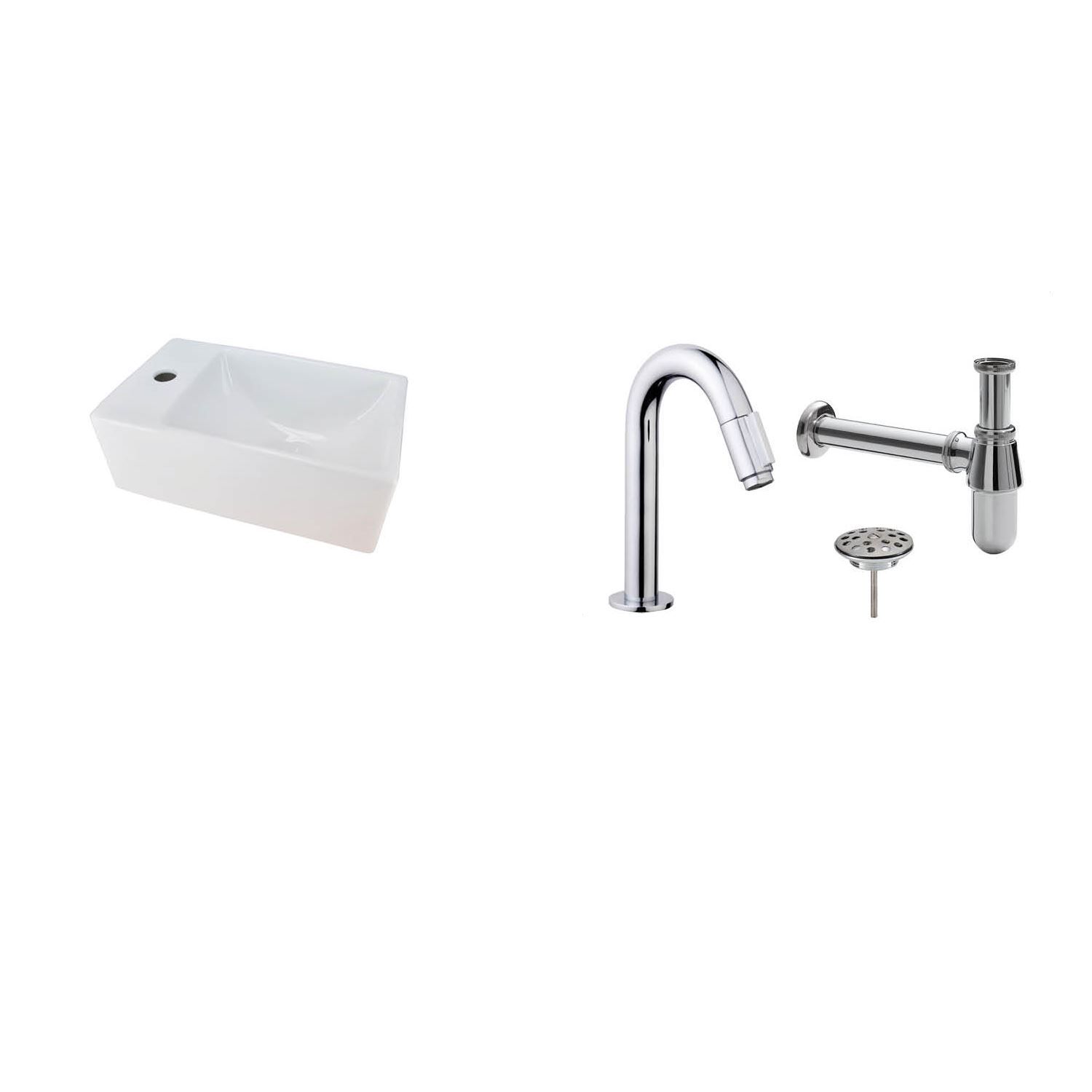 Wiesbaden Fonteinpack rhea mini xxs 30,5x18x11 cm links chroom (keuze uit 20 kranen)