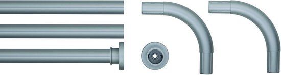 Sealskin Seallux Douchegordijnstangset - Mat Aluminium - Hoek - 80-170cm