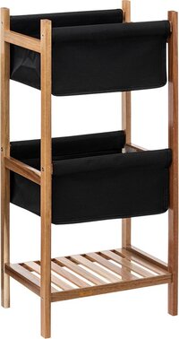 Badkamerrek Grenoble Zwart - 58x58x73 cm - Acacia hout/Stof - Landelijk