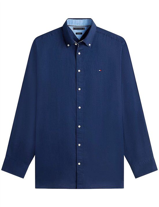 Tommy Hilfiger Big & Tall overhemd donkerblauw met lange mouw