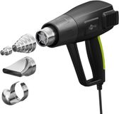Goobay Tools Heteluchtpistool Premium, 1500 W, met LCD-display, twee traploos instelbare temperatuurintervallen en vier verschillende mondstukken