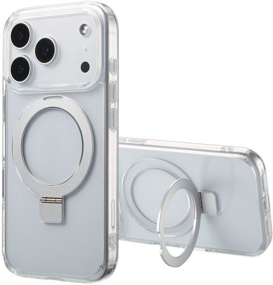 Accezz Hoesje - Geschikt voor Apple iPhone 17 Pro - Ring Stand Backcover geschikt voor MagSafe - Transparant