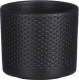 Mica Decorations Era pot rond zwart mat relief h9xd10cm