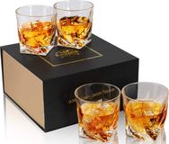 KANARS Whiskyglas Cadeauset, Loodvrije Kristallen Whiskey Glazen voor Martini, Scotch, Cocktails, Cognac, Whisky, Wodka, 4 Stuks, 300 ml