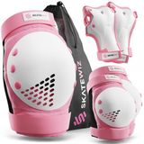 SKATEWIZ SMASH Inline Skates Beschermset Kinderen 6-delig - ROZE WIT - Maat S