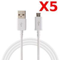 Little Boutik X5 Little Boutik® Universele Micro USB Synchro-oplaadkabel voor Samsung / Sony / Wiko / LG / HUAWEI PACK X5 Wit