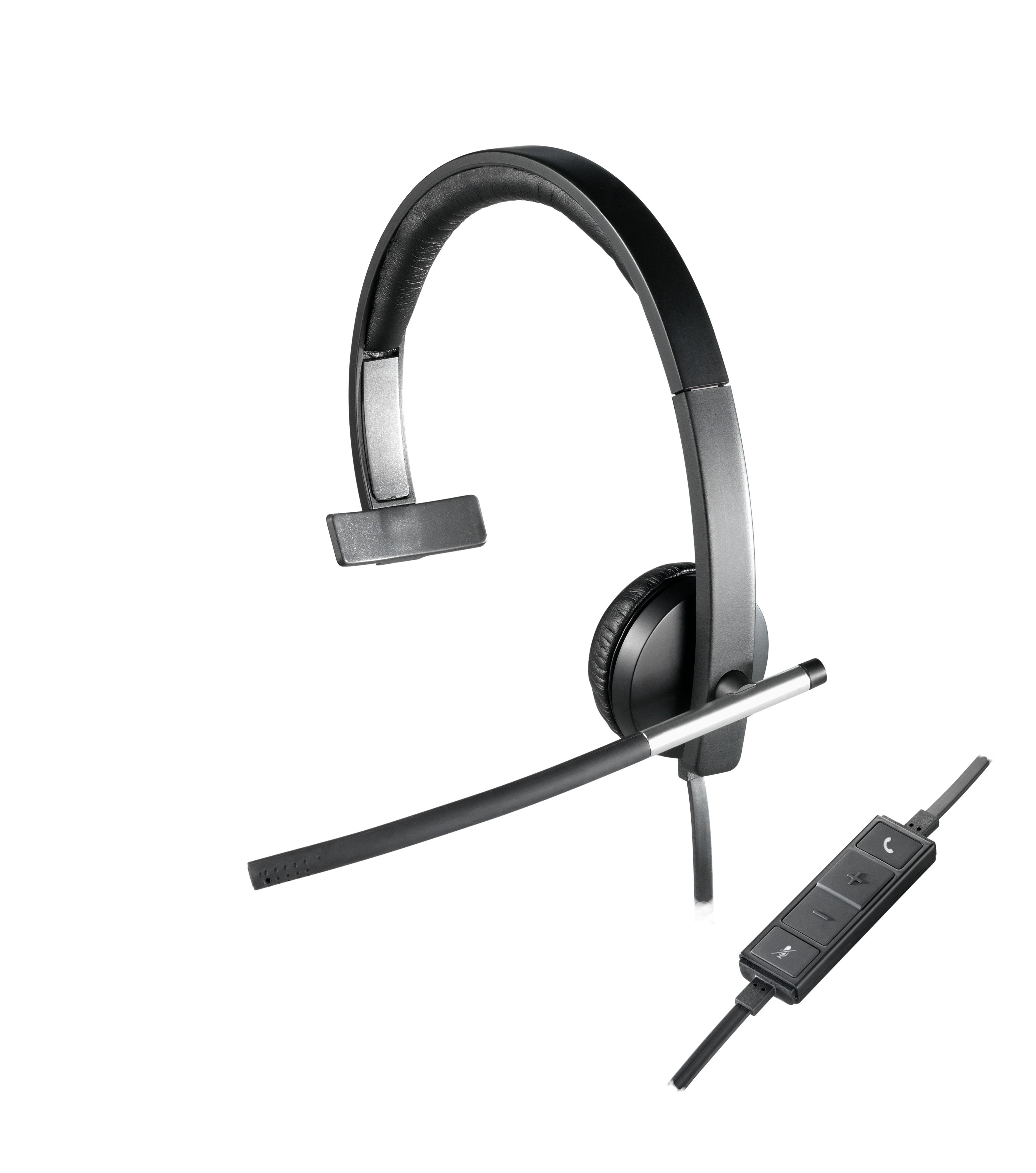 Logitech H650e Headset - Wired - USB Type-A - Monaural - Black, Silver