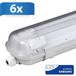 V-tac 6x LED TL Armatuur 120 cm - 4000K Neutraal wit - 2x18 Watt - IP65 Waterdicht