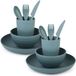 Azomor® Service de camping complet en plastique pour activités de plein air - Bleu