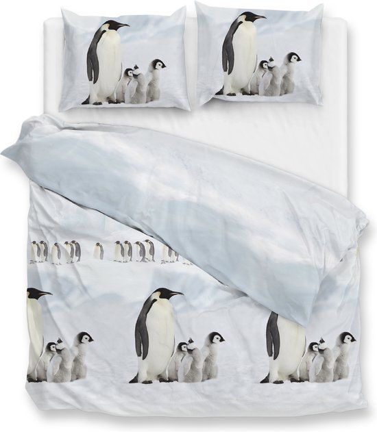 Dekbedovertrek Zohome Pingu Flanel - White - Tweepersoons - Katoen - Dierenprint