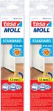 Tesa 2x stuks zelfklevende tochtstrip/dorpelstrip met borstel wit 1 mtr x 37 mm