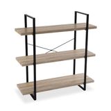 Versa Helsinki Meubel voor de Woonkamer, Bijzetmeubel, Organisatiekast met 3 planken, Afmetingen (H x L x B) 104 x 100 x 33 cm, Hout en Metaal, Kleur Bruin