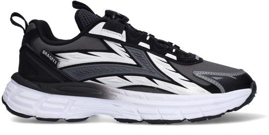 Braqeez 426004-789 Jongens Lage Sneakers - Zwart - Leer - Veters