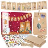 oCreon Adventskalender om te vullen voor kinderen en volwassenen: adventskalender 2024 DIY - Papieren zakjes zelf maken