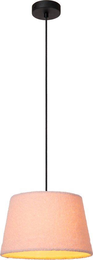Lucide WOOLLY Hanglamp - Ø 28 cm - 1xE27 - Roze - Stof - Dimbaar