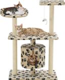 vidaXL Kattenkrabpaal met sisal krabpalen 95 cm pootafdrukken beige
