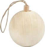 Creativ Company B.V. Boule de décoration pour sapin de Noël - en bois clair - 6,4 cm - Boules de Noël ornements suspendus