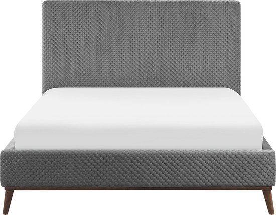 BAYONNE - Grijs fluwelen tweepersoonsbed 140x200cm - Beliani