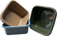 HL-Agenturen HL - Set van 3 vierkante afwasbakken - 12 liter - 36x36x14,5 cm - Donker Groen, Beige, Licht Blauw