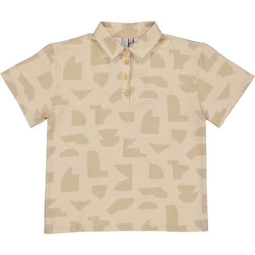 LEVV Little polo zand Beige Jongens Viscose Klassieke kraag All over print - maat 116