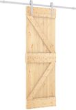 vidaXL Schuifdeur, natuurlijke kleur en wit, 70 x 210 cm, massief dennenhout