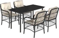 vidaXL 5-delige Tuinset met Kussens Poly Rattan Zwart