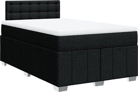 vidaXL Boxspring met matras stof zwart 120x200 cm