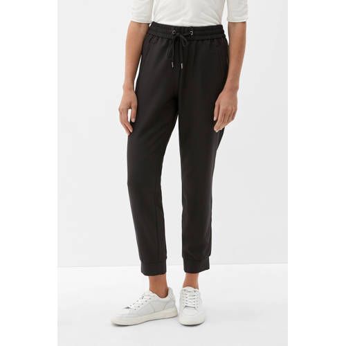 s.Oliver BLACK LABEL Cropped Regular Fit Tricot Broek Zwart