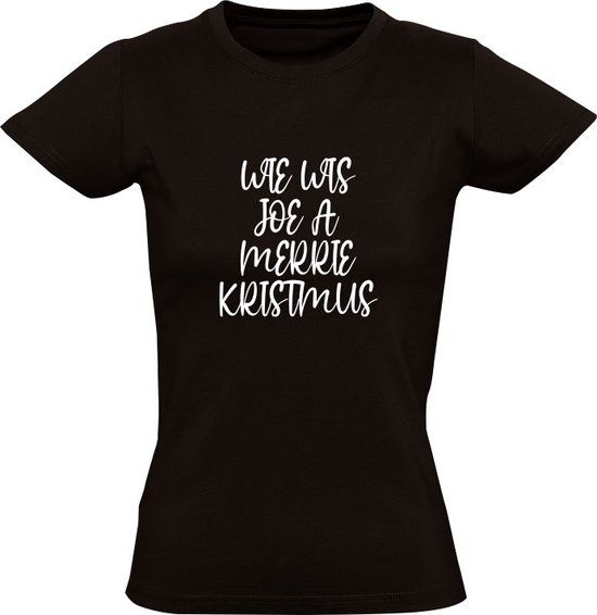 Sol's Wie Wis Joe A Merrie Kristmus Dames T-shirt Zwart - 2XL