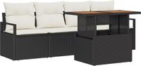 vidaXL Tuinbank Set 5-delig Zwart en crème